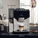 Siemens Fully Automatic Coffee Machine, EQ500 Integral, 10 Specialities, 2 Cups Simultaneously, Water Tank 1.9 L, Includes Brita Water Filter, Daylight Silver/Piano Lacquer Black - 2