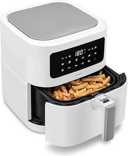 MEDION E40 XL MD11740 Hot Air Fryer (5.2 L, Airfryer, 2150 W, 9 Automatic Programs, Cooking Function, Oil-free Frying, Touch Control Panel, LED Display) White