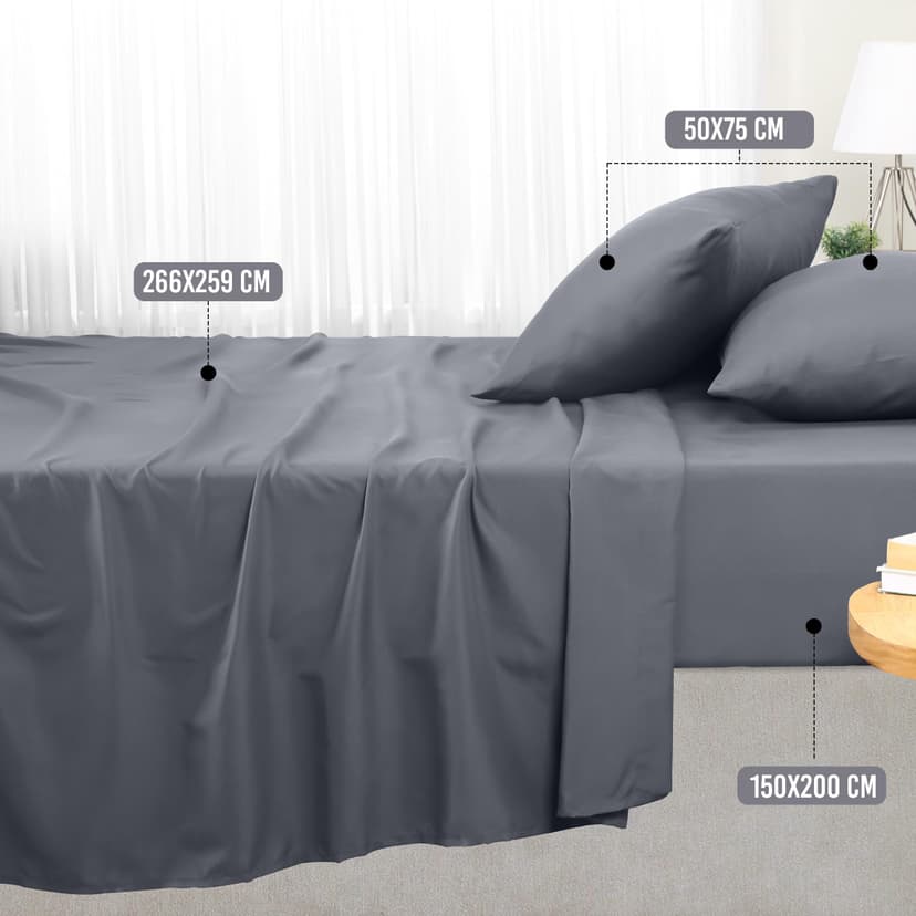 Utopia Bedding Bed Sheet Set King, Grey, 4 Piece – Fitted Sheet, Flat Sheet with 2 Pillow Cases 50x75 – Wrinkle, Shrinkage & Fade Resistant – Oeko-Tex Certified, Polyester Microfiber Fabric - 2