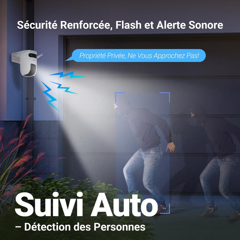 EZVIZ 3MP+3MP Caméra Surveillance WiFi Extérieure à Double Objectif, 360° PTZ Camera, Suivi Auto, Détection de Forme Humaine/Véhicule,Défense Active,Vision Nocturne Couleur 40M, C9c 2K Dual - 9