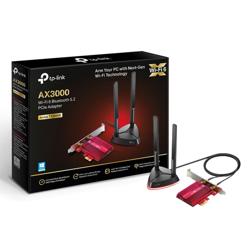 TP-Link WiFi 6 Carte WiFi PCIe AX3000, Archer TX3000E, Adaptateur Bi-Bande Bluetooth 5.3 avec 2 antennes multidirectionnelles, Intel AX200, Support Windows 11/10(64-bit), Ideal pour Gaming - 2