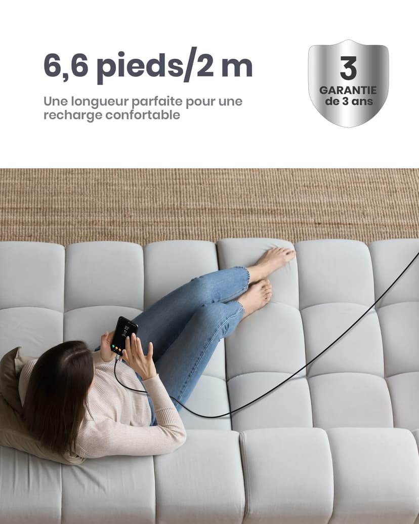 INIU Cavo USB Type-C, Cavo USB [2m] 3,1A QC 3,0 Tipo C Cavo Type C Rapida, Lega Intrecciato in Nylon Cavo USB Type C compatibili con iPhone 17 16 Pro Max, Samsung S25 24 Ultra, Xiaomi iPad ECC. - 8