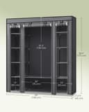 SONGMICS Fabric Wardrobe, Portable Wardrobe for Bedroom, Clothes Rail with Non-Woven Fabric Cover, Clothes Storage Organiser, 45 x 150 x 175 cm, 12 Compartments, Metal Frame, Grey LSF03G - 3