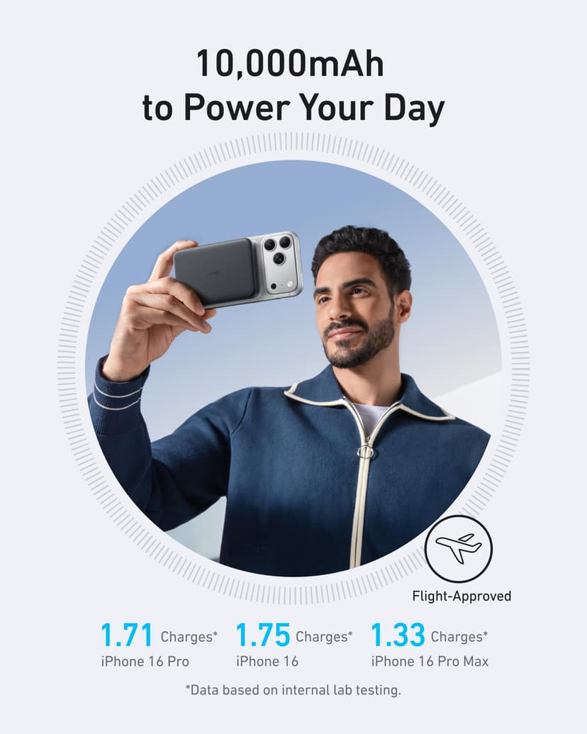 Anker MagGo Powerbank, Ultra Thin 10000mAh Magnetic Battery Pack, Qi2 Certified 15W Ultrafast MagSafe Compatible Portable Charger, Ergonomic Design, Only for iPhone16/15/14/13/12 Series - 5
