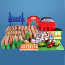 Jacootoys 80PCS Wooden Train Tracks Set Magnetic Trains Educational Construction Toy Wooden Car Tracks Vehicles for Kids 3+ Years Old Girls Boys - 6