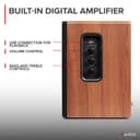 Audizio KS01B Active Bluetooth Bookshelf Speakers, 120W HiFi Home Audio Set, Wood Finish, Optical & RCA Inputs, USB Playback, Wireless Remote, Bass & Treble Controls, Compact Stereo Speakers - 7