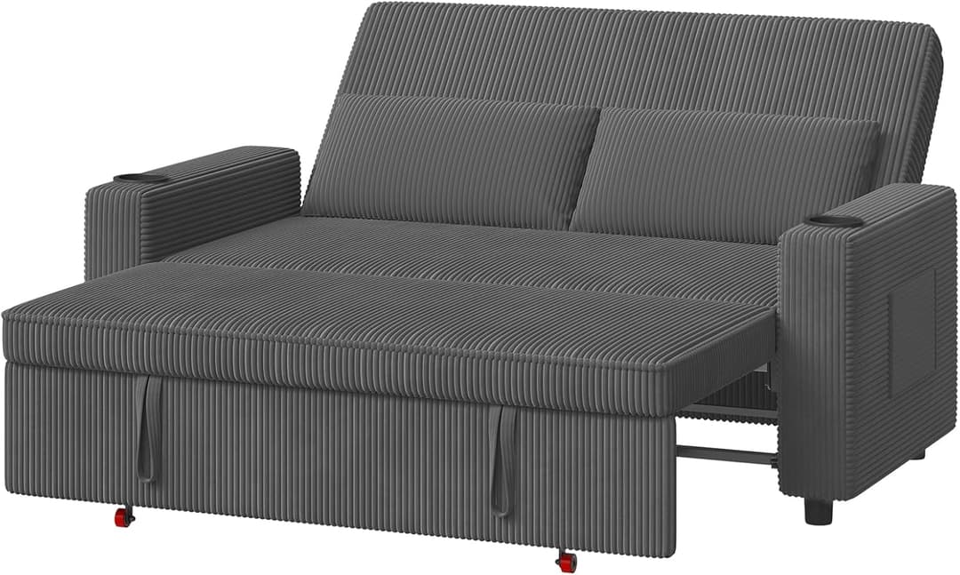 Devoko Petit Canapé Convertible 2 Places Canape avec Dossier réglable Canapé lit en Velours Causeuse de Salon Moderne, 75×160×100 cm, Gris