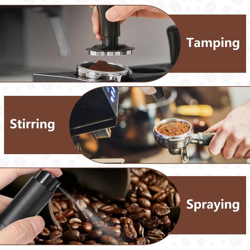 Y-Step 4PCS 51mm Coffee Tamper Set: with 30LB Calibrated Spring Loaded Barista Tamper, Tamper Mat, Spray Bottle, WDT Tool Espresso Coffee Distribution Stirrer, Espresso Aluminum Handle Accessories - 6