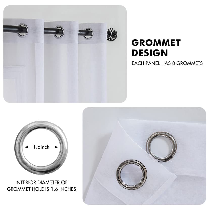 MIULEE 2 Panels Sheer Window Curtains Elegant Window Voile Panels/Drapes/Treatment for Bedroom Living Room 55" Wx96 L Grommet Top White - 3