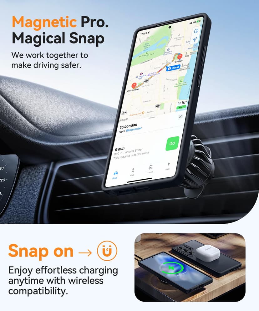 CANSHN Coque Magnétique pour Samsung Galaxy S25 Ultra(6,9 Pouces), [Protection Complète de l'appareil Photo] Housse Fond Mat Translucide,Noir - 5