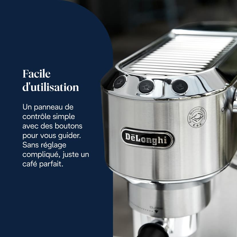 De'Longhi Dedica Style, Traditional Pump Espresso Machine, Coffee and Cappuccino Maker, EC685M, Silver - 5