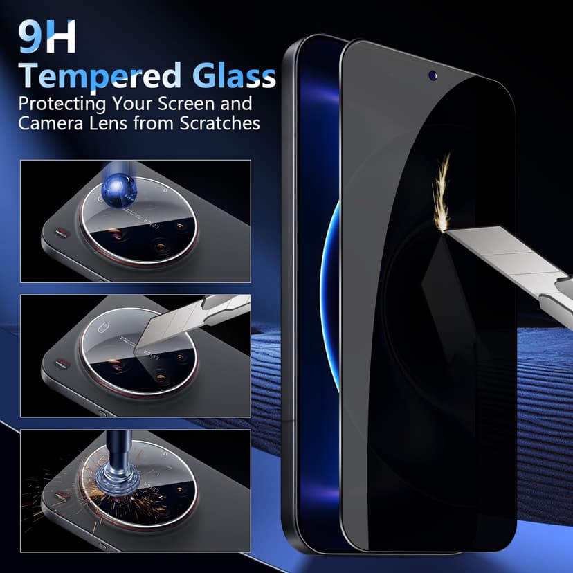 LiiLaa Privacy Screen for Xiaomi 17 Ultra, Pack of 2 Anti Spy Tempered Glass Screen Protector and 2 Pieces Camera Protection, 9H Hardness Privacy Film Scratch-Resistant Privacy Film Privacy Film - 3