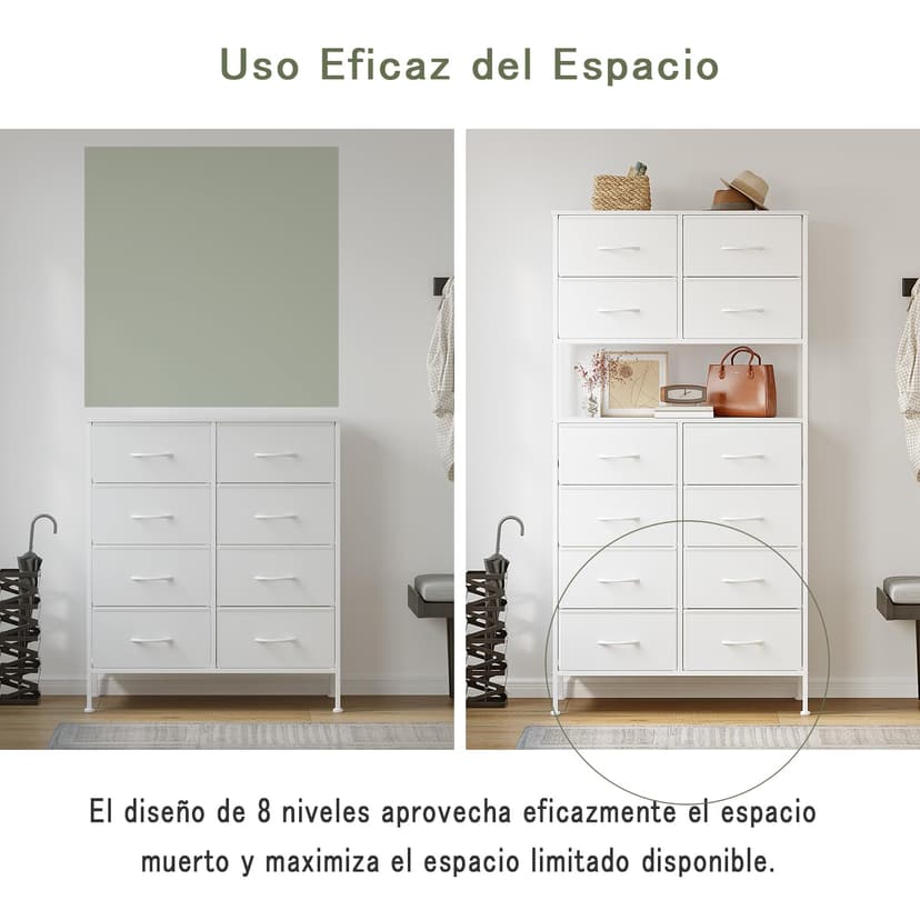 Mintnook High Chest of Drawers, White Storage Chest with Open Center Design, Tall Bedroom Chest with 12 Drawers, Large Capacity Storage Chest for Closet, Nursery, Living Room, White - 7