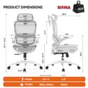 SIHOO B100 Ergonomic Office Chair, Comfy Desk Chair with Adaptive Dynamic Lumbar Support, Computer Chair with Extra Wide Headrest, Flip-Up Armrests, 90-135° Tilt Lock and Breathable Mesh Cushion - 9