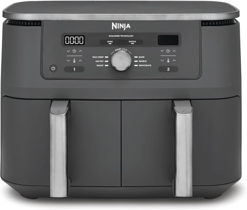 Ninja MAX Dual Zone Digital Air Fryer, 2 Drawers, 9.5L, 6-in-1, No Oil, Air Frying, Max Crisp, Frying, Baking, Warming, Drying, Non-stick, Baskets for Dishwasher, Gunmetal Grey DZ400EU - 1