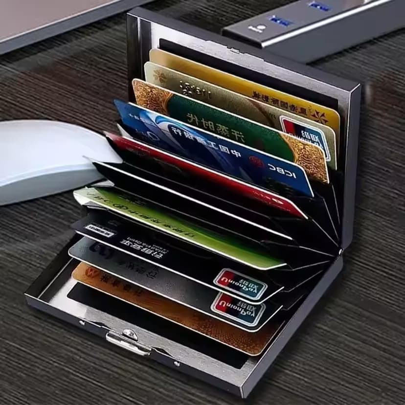 KEQAR Porte-Cartes RFID en Métal, Étui Carte Bancaire pour Femme et Homme, Porte-Cartes avec 10 Compartiments, Protection RFID & NFC, Étui Métallique pour Cartes et Visites - 5