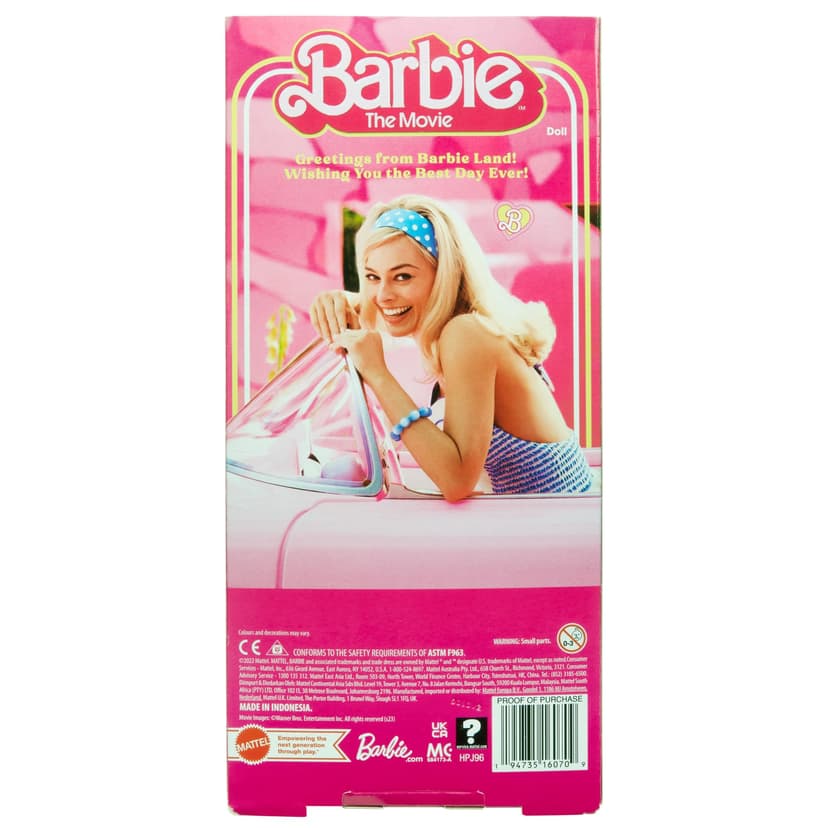 Barbie Le Film Poupée Mannequin Articulée Look Vintage en Robe Vichy Rose Et Blanche, avec Collier De Marguerites, À Collectionner, Jouet Enfant, HPJ96 - 6