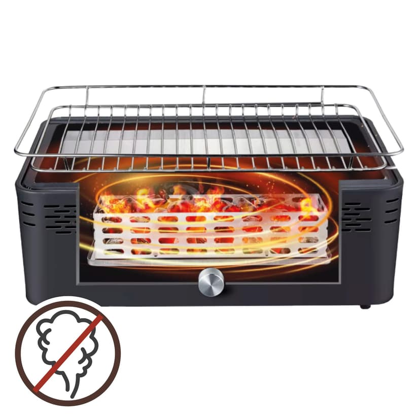 Aktive 63004 Portable Charcoal Barbecue, Rechargeable, Battery-Operated, Smokeless, Black, Rectangular, Drip Protection, Dimensions 45 x 28 x 19 cm, Includes Carry Bag, Patio, Balcony Grill - 3