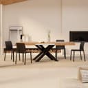 Mobili Fiver, Tavolo Allungabile Emma 160(240) x90 cm, Rovere Rustico con Gambe Incrociate Nere, per 6-10 persone, Tavolo Cucina, Soggiorno, Made in Italy - 9