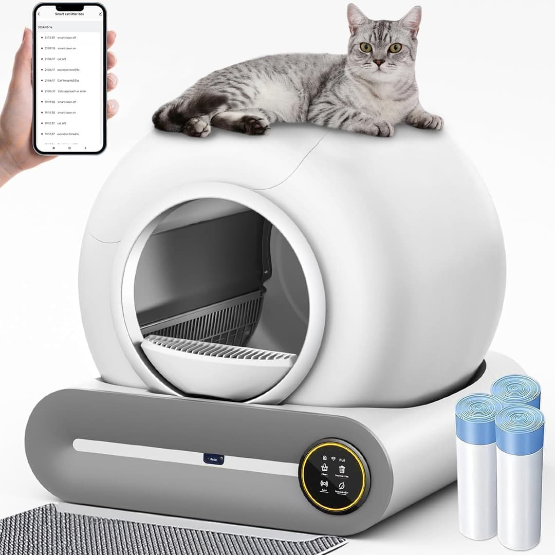 Self Cleaning Cat Litter Tray, Automatic Cat Litter Tray with App Control, Large Capacity, Self Cleaning Litter Box For Multiple Cats, Odourless, Safety Protection