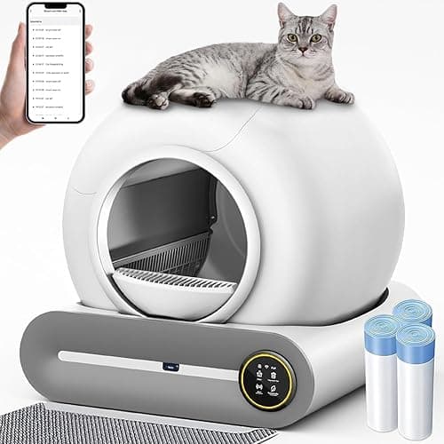 Self Cleaning Cat Litter Tray, Automatic Cat Litter Tray with App Control, Large Capacity, Self Cleaning Litter Box For Multiple Cats, Odourless, Safety Protection