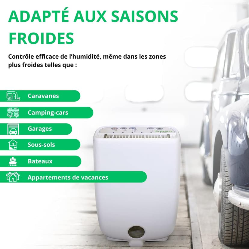 Meaco DD8L desiccating dehumidifier – Ioniser – ideal for use in unheated rooms (below 10 C) – self-restart, white with blue border - 9