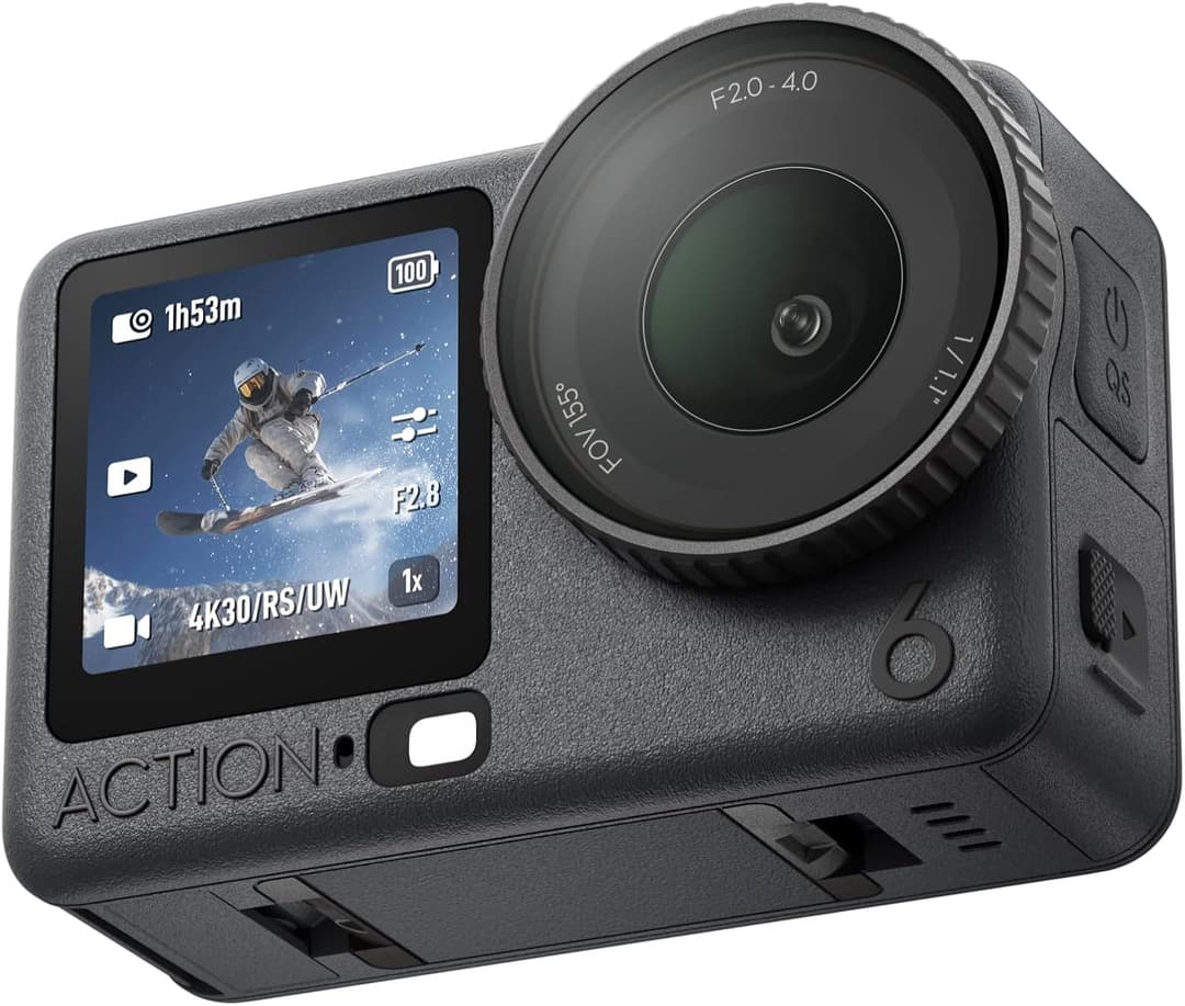 DJI Osmo Action 6 Essential Combo, Action Camera With 1/1.1″ Square Sensor, Variable Aperture of f/2.0–f/4.0, Cold-Resistant, 4hrs Battery, Action Camera 8K Ideal for Daily Use