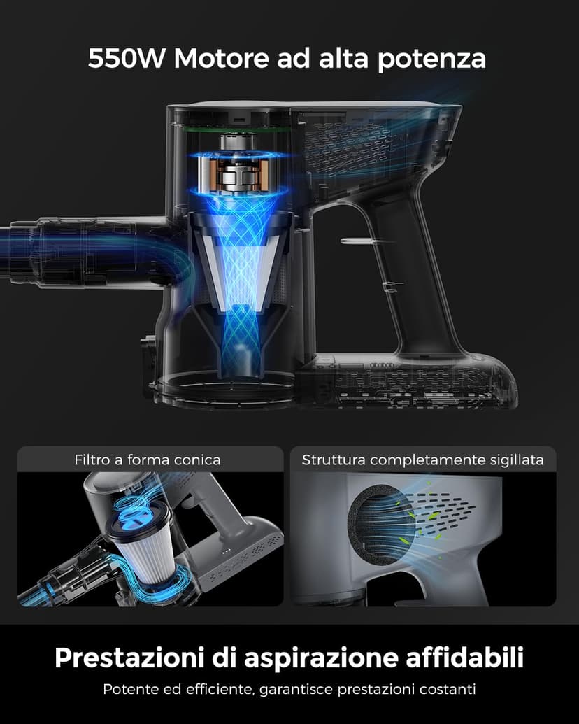 VACTechPro F02 Lite Cordless Vacuum Cleaner with Battery - 6