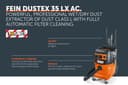 FEIN Dustex 35 LX AC Powerful Wet/Dry Vacuum Cleaner Dust Class L with Fully Automatic Filter Cleaning for Attaching Various Case Systems Including Extensive Accessories - 4