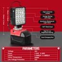 LED Work Light for Milwaukee M18 Battery: Cordless Tools Light - 18V Flashlight - 48W Battery Lights with USB Charger (No Battery) - 5