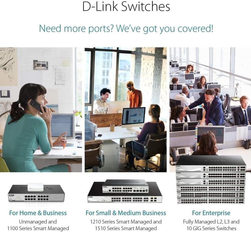 D-Link DGS-1016D 16-Port Green Ethernet Copper Gigabit Switch, Hub, Internet Splitter, Metal, Fanless, Plug and Play - UK Model, black DGS-1016D - 4