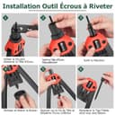 JiGiU 2 in 1 Rivet Nut Tool and Rivet Gun, Professional Hand Rivnut Gun Rivet Nut Gun Tool Heavy Duty Rivnut Tool Kit with M3 M4 M5 M6 M8 M10 M12 & 3.2/4.0/4.8/6.0/6.4 Rivet Heads,110 Nuts & 50 Rivets - 3