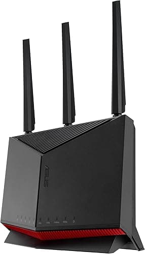 ASUS RT-BE86U Dual-band WiFi 7 Router, supports 4096-QAM, Multi-link operation (MLO), AI WAN detection, AiMesh support, subscription-free network security, and comprehensive VPN features