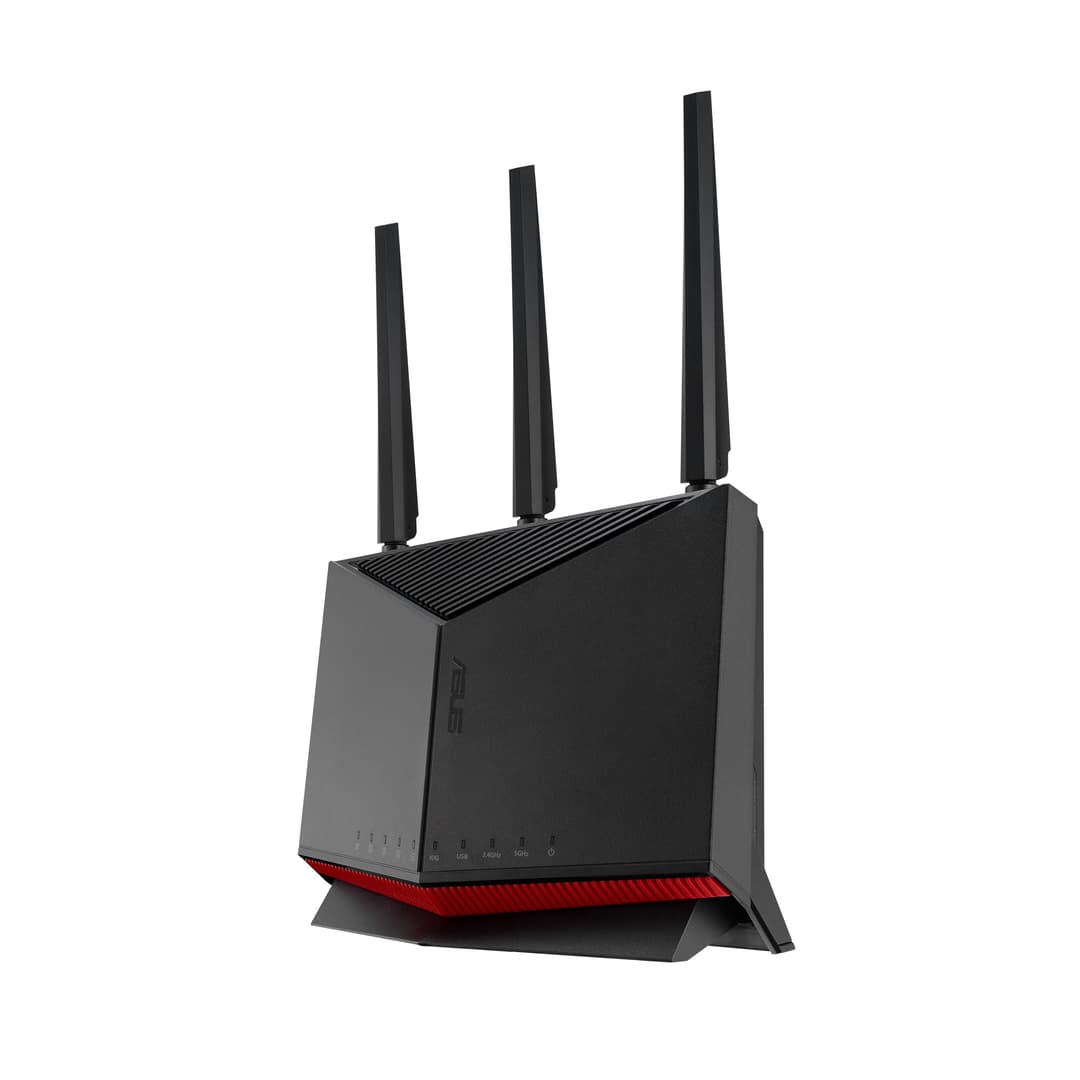 ASUS RT-BE86U Dual-band WiFi 7 Router, supports 4096-QAM, Multi-link operation (MLO), AI WAN detection, AiMesh support, subscription-free network security, and comprehensive VPN features