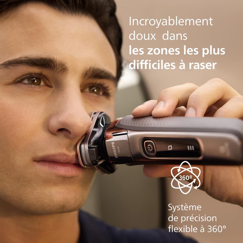 Philips Rasoir i9000, Rasoir électrique sec et humide, Noir encre, Avec technologie Skin IQ, Système Triple Lift & Cut, Lame Dual SteelPrecision rotative à 360°, Modèle X9000/10 - 4