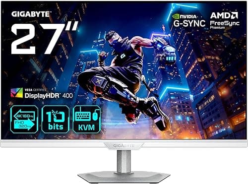 Gigabyte M27UP ICE 27” 4K UHD Gaming Monitor - Dual Mode (4K 160Hz or FHD 320Hz), 3840 x 2160, 1ms, 350 cd/m², FreeSync Premium, DisplayHDR400, HDMI 2.1, Displayport 1.4