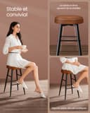 VASAGLE EKHO Collection - Tabouret de Bar, Lot de 2, Chaise de Cuisine, Haut, en PU avec Coutures, Style Moderne Mi-siècle, Hauteur Assise 63 cm, Cuisine, Bar, Montage Facile, Marron Caramel LBC080K01 - 9