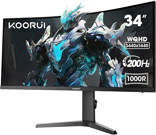 zuyes KOORUI 34 Inch Gaming Monitor 21:9 Ultra Wide 165Hz 1ms Curved Curved Monitor Display HDR HDMI x 2, DisplayPort x 1