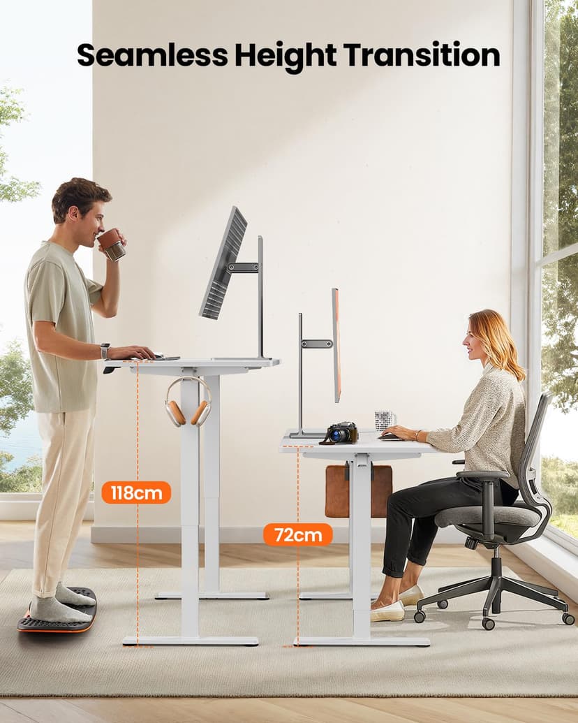 ErGear Electric Standing Desk Height Adjustable 140 x 70cm, Sit Stand Desk with 4 Memory Smart Pannel, Home Office Desk with Splice Board - 3