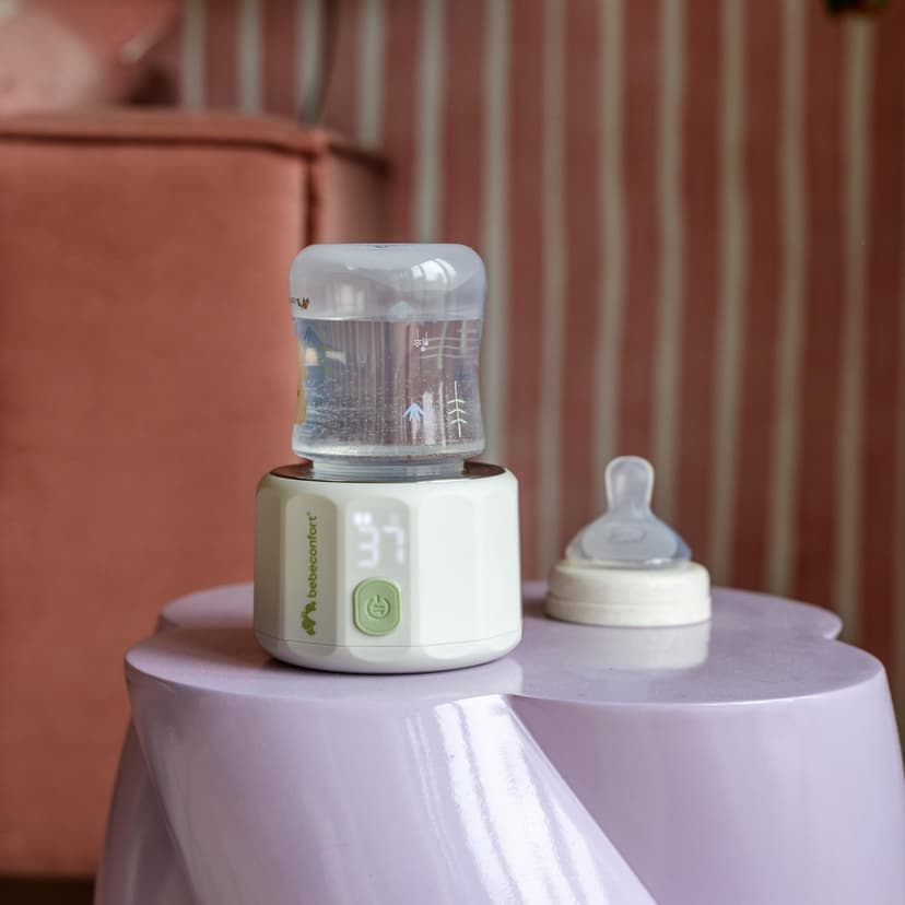 Bebeconfort Chauffe-biberon digital nomade, Chauffe-biberon portable pour bébé, Compact L6,5 x l6,5 x h8 cm, Poids léger (280 g), Écran digital, Batterie durable, Contrôle de la température - 9