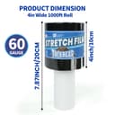 TAPEBEAR Black Stretch Wrap Film 100mm x 305m Shrink Wrap Roll with Handle, 60 Gauge Thick Durable Self-Adhering Plastic Wrap Industrial Strength Pallet Shrink for Moving, Packing, Storage - 2