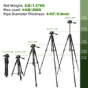 Huepar Lightweight 172cm Adjustable Laser Level Tripod with 3-Way Swivel Pan Head, Portable Handle, Bubble Level, Quick Release Plate with 1/4" Screw Mount & 5/8" UNF Adapter Nut - Camera Tripod T16A - 2