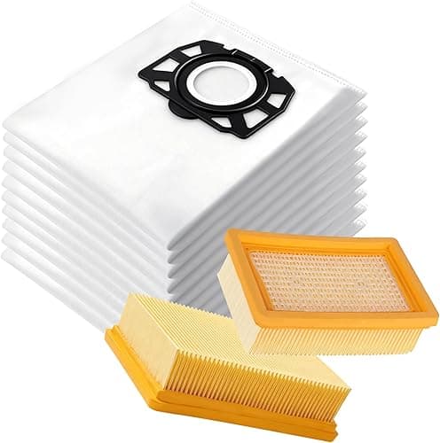 10 Pièces Sacs Aspirateur + 2 filtres Pour Kärcher WD4 WD5 WD6 WD5 P WD6 P MV4 MV5 MV6 Premium KFI 4410 KFI 487, sacs filtrants en non-tissé 487 Pour Kärcher 2.863-006.0