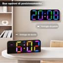 PiKaPiKaP RGB Digital Alarm Clock, 9.6 Inches Digital Wall Clock, USB Powered Alarm Clock with LED Display with Remote Control, 3 Alarm, 3 Inches Large Digit, Snooze, 12/24 Hours for Home Office - 2