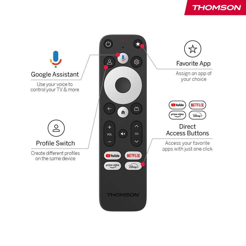 THOMSON Streaming Box Plus 270, Google TV, 4K UHD, Commande vocale, Google Cast, Netflix, Disney+, Wi-FI, Bloc d’Alimentation à Prises Multiples, 3 GB RAM, 32 GB Stockage - 4