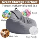 Highdi Large Bean Bag Without Fillings - Cotton Linen Durable & Comfortable, Grey Storage Bean Bag Chair for Living Room/Bedroom/Gaming Room, Perfect for Adults & Teens, Childrens - 6