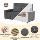 Devoko 2-Sitzer Schlafsofa 160 cm breit, Modernes Sofa mit Schlaffunktion, Ausziehbare Schlafcouch mit Verstellbarer Rückenlehne, Platzsparendes Klappsofa für Wohnzimmer, Grau - 4