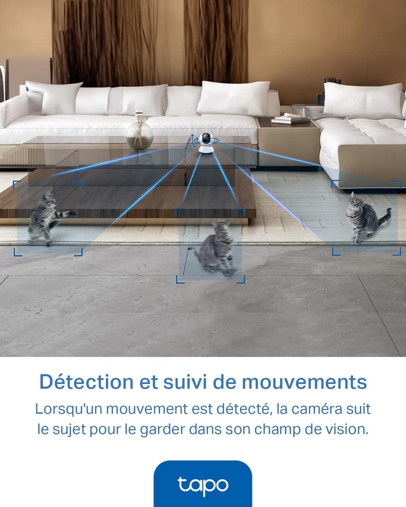 Tapo 2.5K(4MP) Caméra de Surveillance WiFi intérieure 360°, Détection Humaine AI Suivi Intelligent, Sirène et détection de Mouvement, Audio bidirectionnel, Compatible Alexa pour Bébé/Animaux C220 - 5