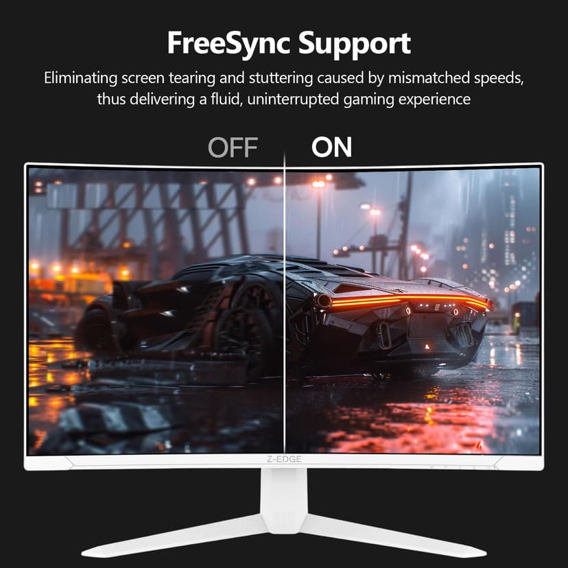 Z-Edge 27 Inch 300Hz Curved Gaming Monitor 1ms MPRT Full HD 1080P, 300cd/m² Brightness, 16:9 VA Panel, FreeSync, HDR10, DisplayPort (300Hz) & HDMI (240Hz), VESA Mountable, White - 4