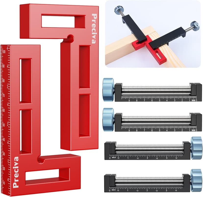 Preciva 90 Degree Corner Clamps for Woodwork - Right Angle Positioning Square Clamp 10cm/4.1inch, Professional Carpenter Tool for Picture Frame Box Drawers Cabinets - 2 Sets (Black) - 1